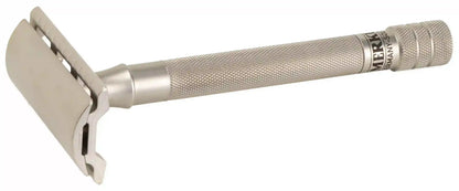 Merkur 23-INOX 3-Piece DE Safety Razor, Closed Comb, Extra Long Handle, Stainless Steel