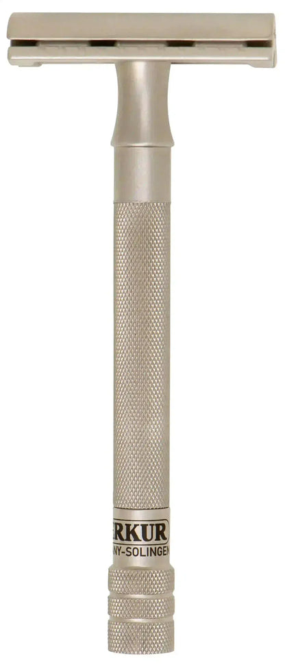 Merkur 23-INOX 3-Piece DE Safety Razor, Closed Comb, Extra Long Handle, Stainless Steel