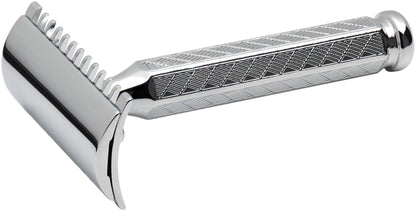 Merkur 41C 3-Piece DE Safety Razor, Open Comb, Classic 1906 Etched Handle, Chrome