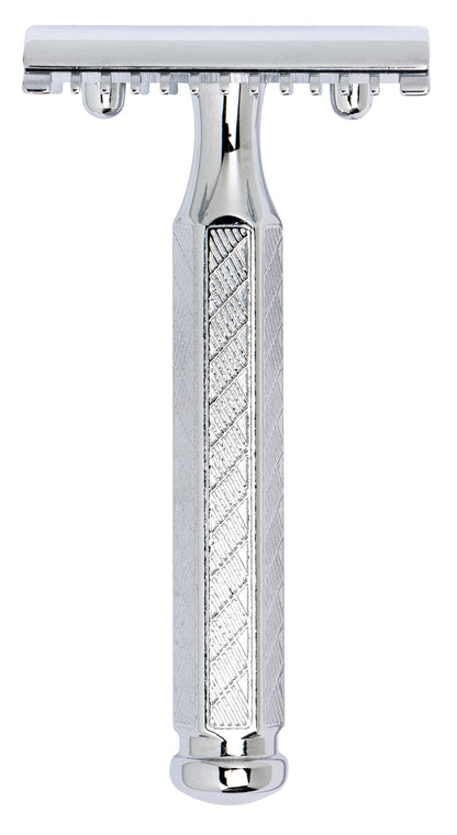Merkur 41C 3-Piece DE Safety Razor, Open Comb, Classic 1906 Etched Handle, Chrome