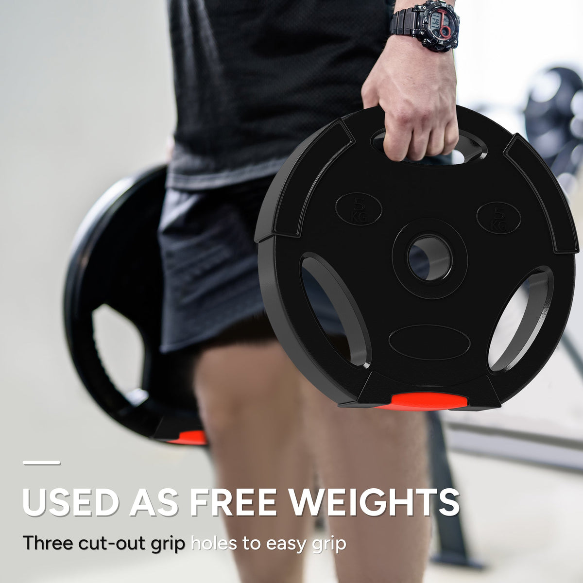 1-Inch Weight Plates, Barbell Weights Set for Weightlifting and Strength Training, 2 x 11lbs + 2 x 5.5lbs