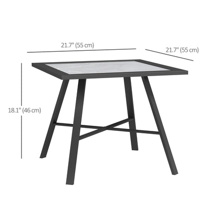 Small Outdoor Side Table, Patio Side Table with SPC Tabletop for Garden, Patio, Lawn, Grey