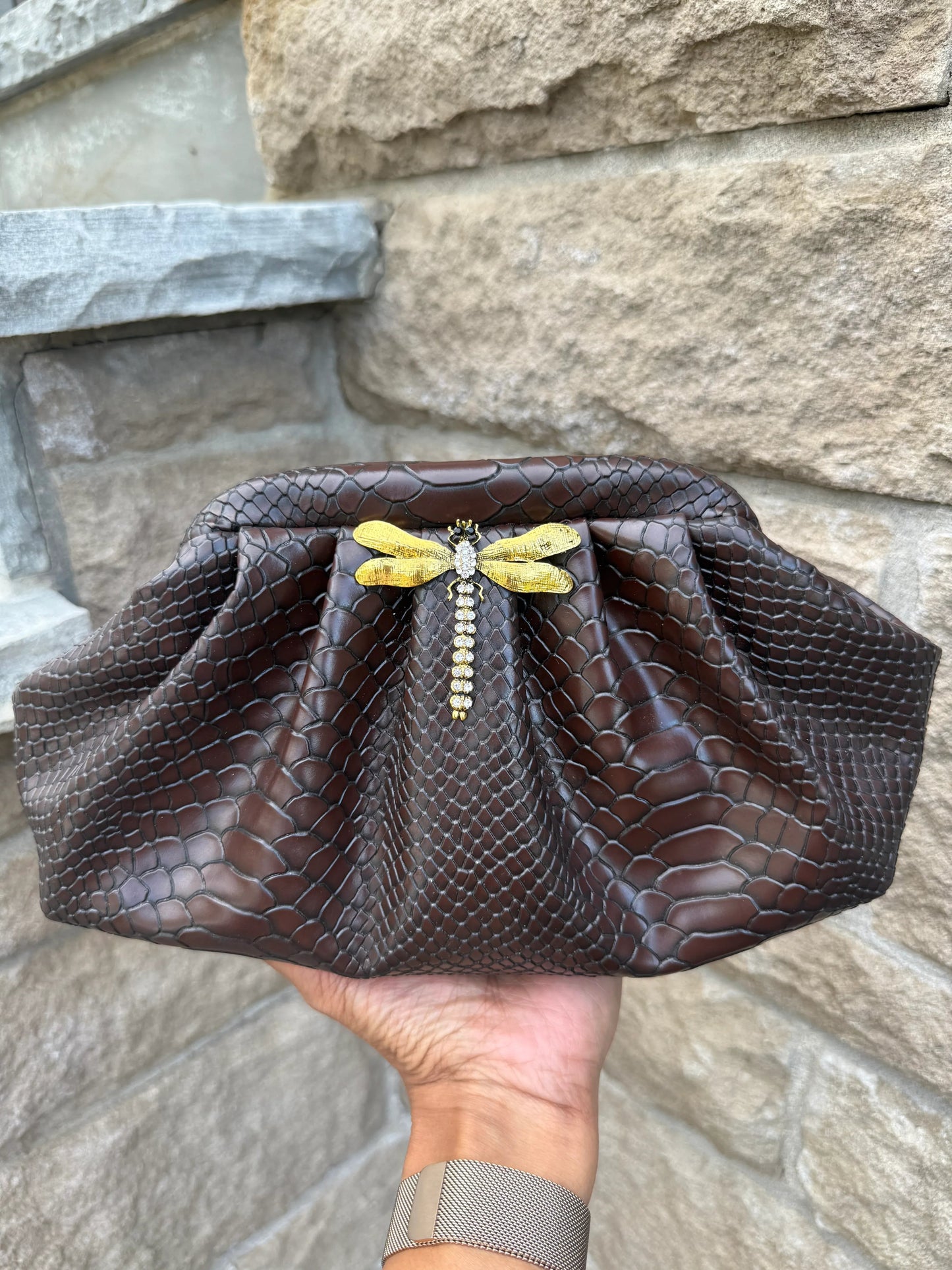 Midnight Dragonfly Croc Clutch - Products Added