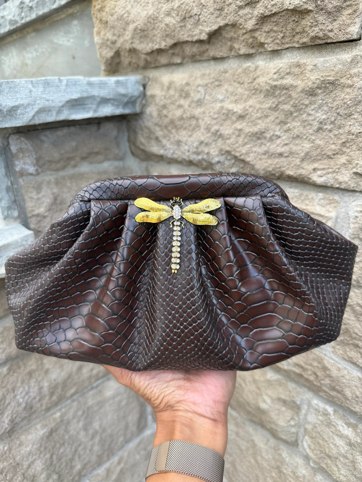 Midnight Dragonfly Croc Clutch - Products Added