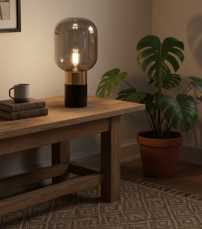 Midnight Smoke & Brass Table Light