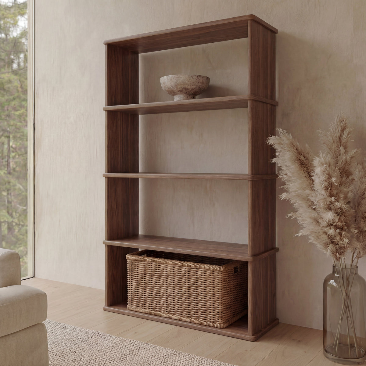 4 shelf bookcase in walnut
