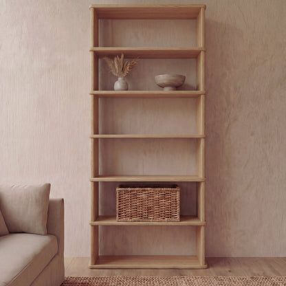 6 shelf bookcase in white oak
