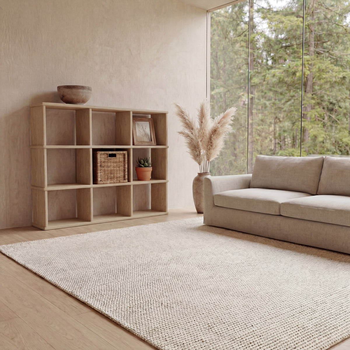 Nine cube bookshelf in white oak