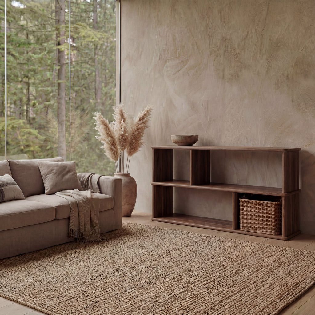 Horizontal bookshelf in walnut