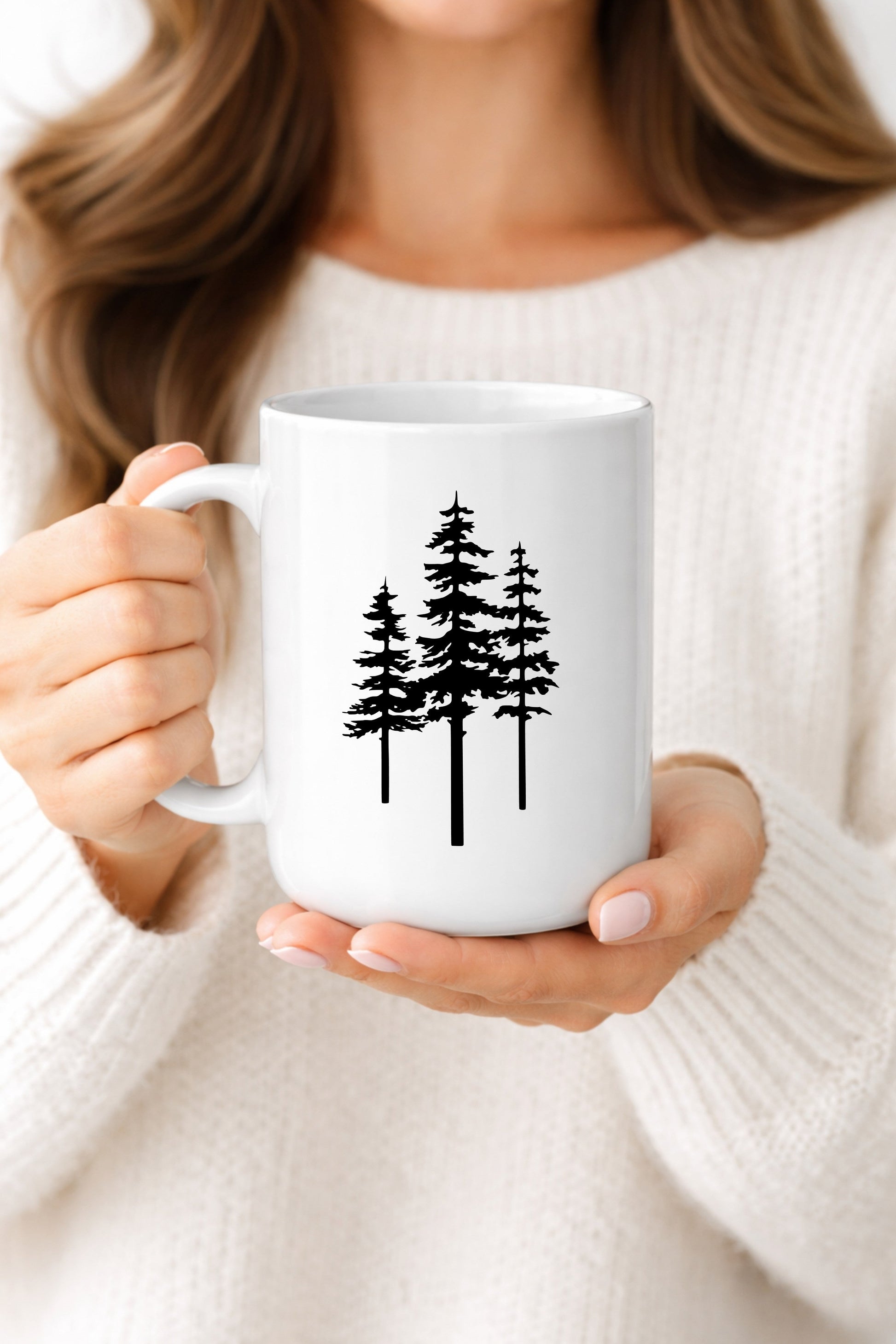 Minimalist Pine Tree Mug — Rustic Cabin Forest Coffee Cup - Royal Eagles Promise of Peace