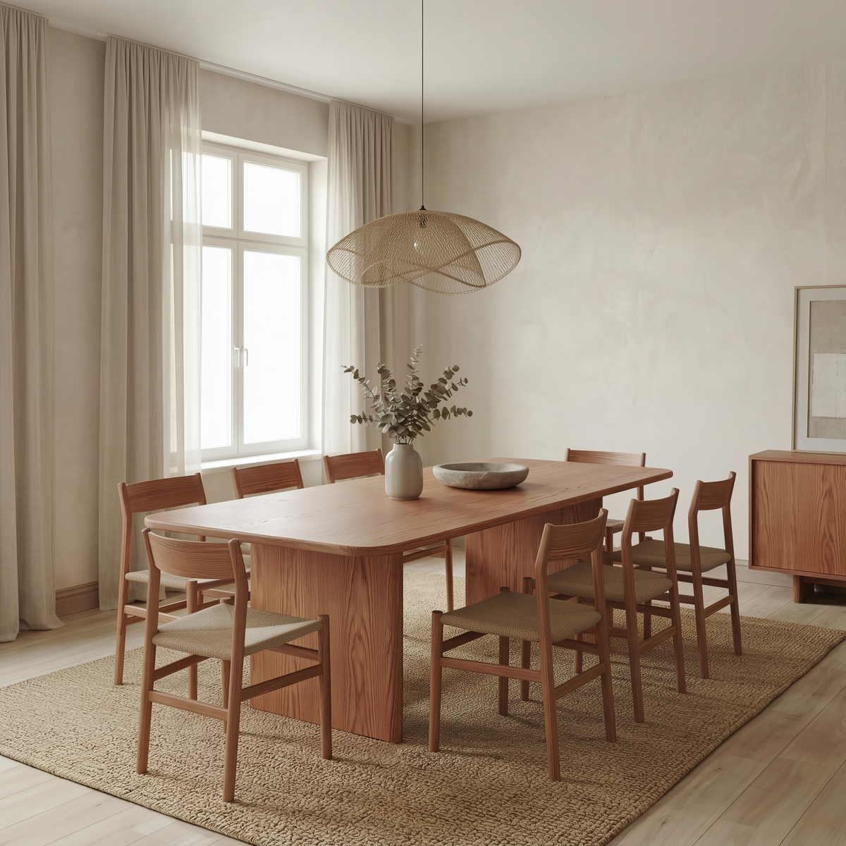 8 person dining table in red oak