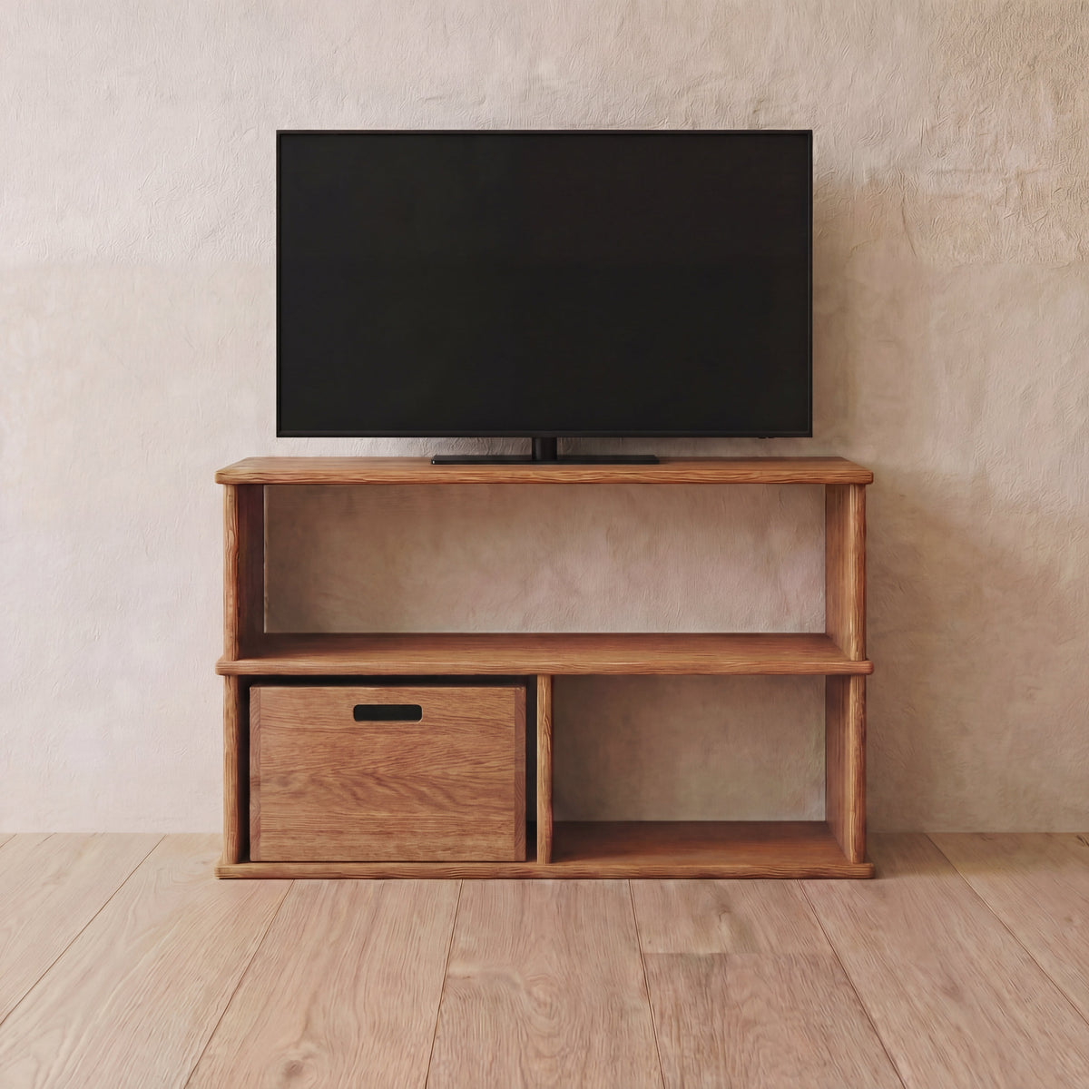 40 inch bookshelf TV stand in red oak