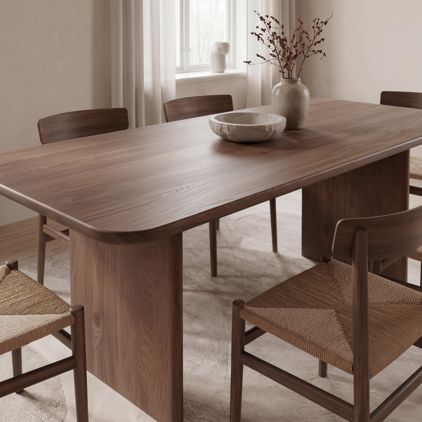 6 person dining table in walnut