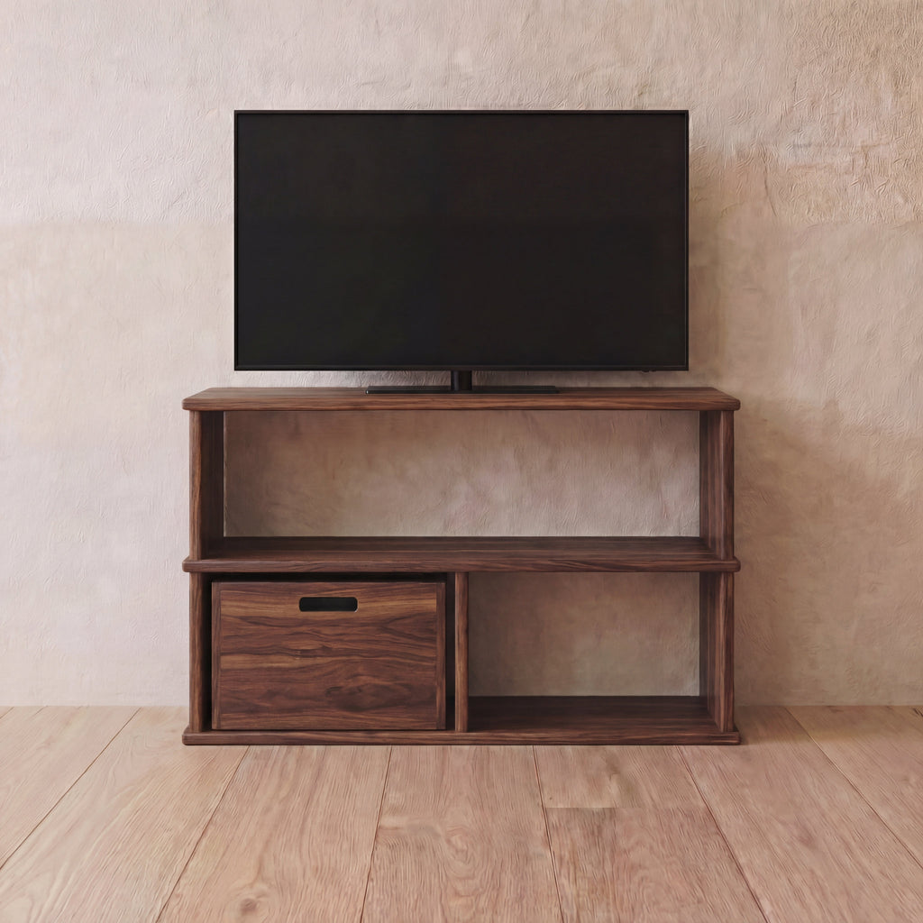 40 inch bookshelf TV stand in walnut