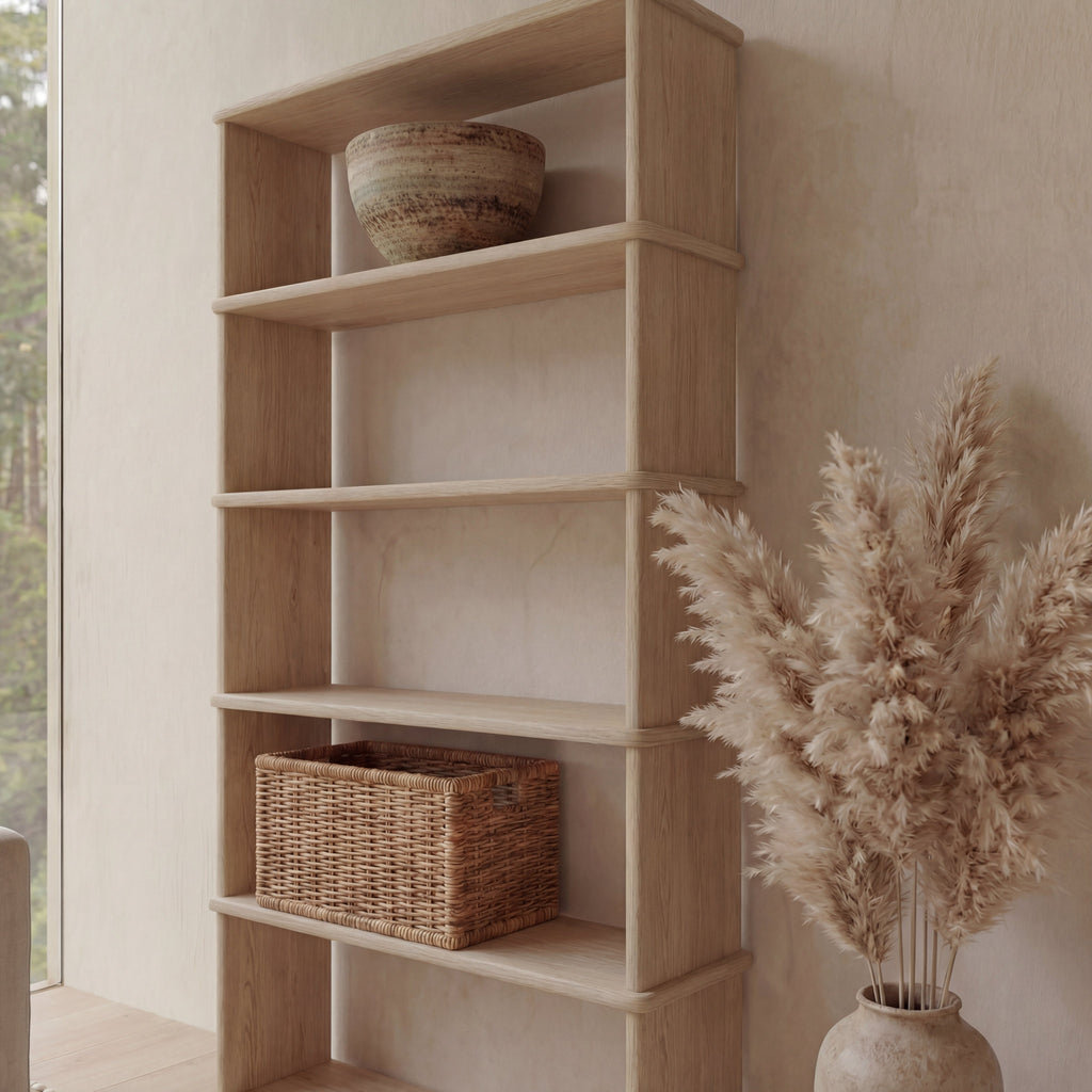 5 shelf bookcase in white oak