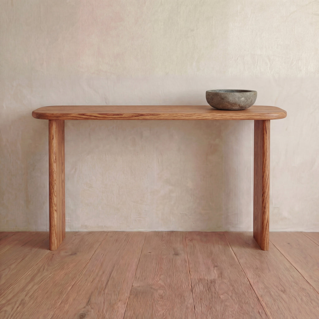 60 inch console table in red oak