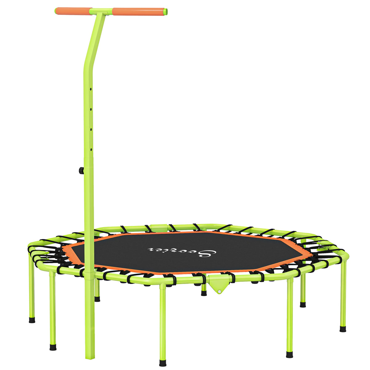 50" Foldable Mini Trampoline, Fitness Trampoline Rebounder with Bungee, Adjustable Handle Bar, Stable & Quiet