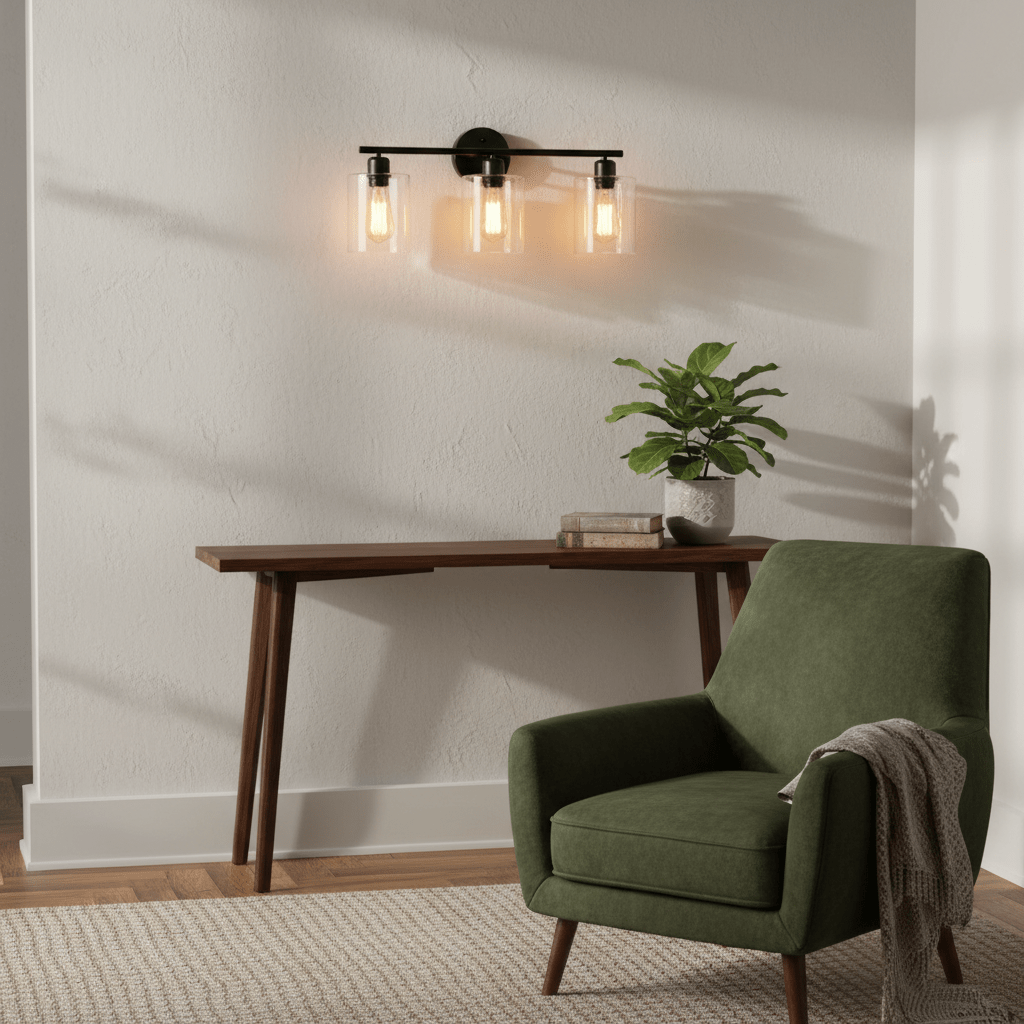 Modern 3-Light Fixture with Clear Shades