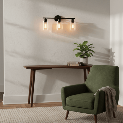 Modern 3-Light Fixture with Clear Shades