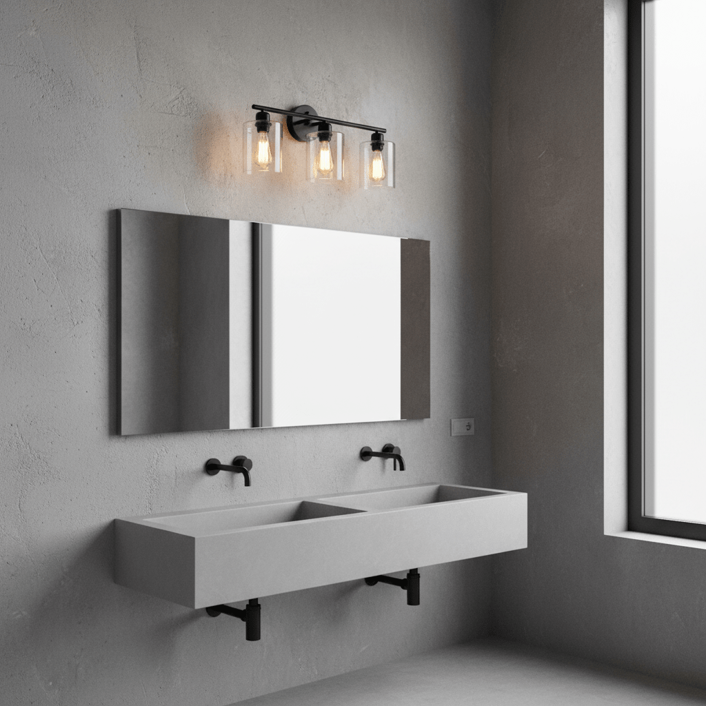 Modern 3-Light Fixture with Clear Shades
