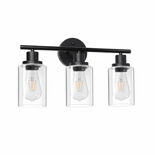 Modern 3-Light Fixture with Clear Shades