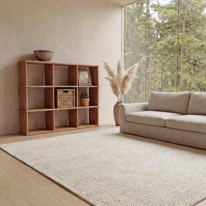 Nine cube bookshelf in red oak