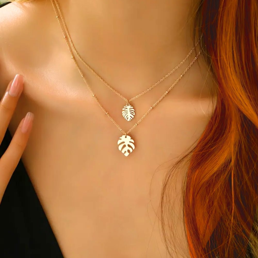 Monstera Leaf Layered Necklace - Products Added