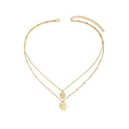 Monstera Leaf Layered Necklace - Products Added