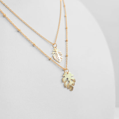 Monstera Leaf Layered Necklace - Products Added