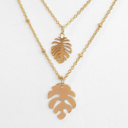 Monstera Leaf Layered Necklace - Products Added