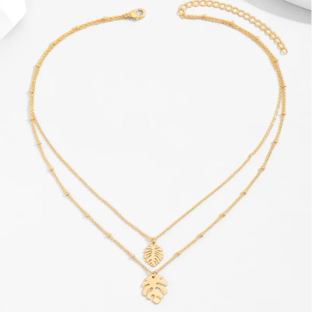 Monstera Leaf Layered Necklace - Products Added