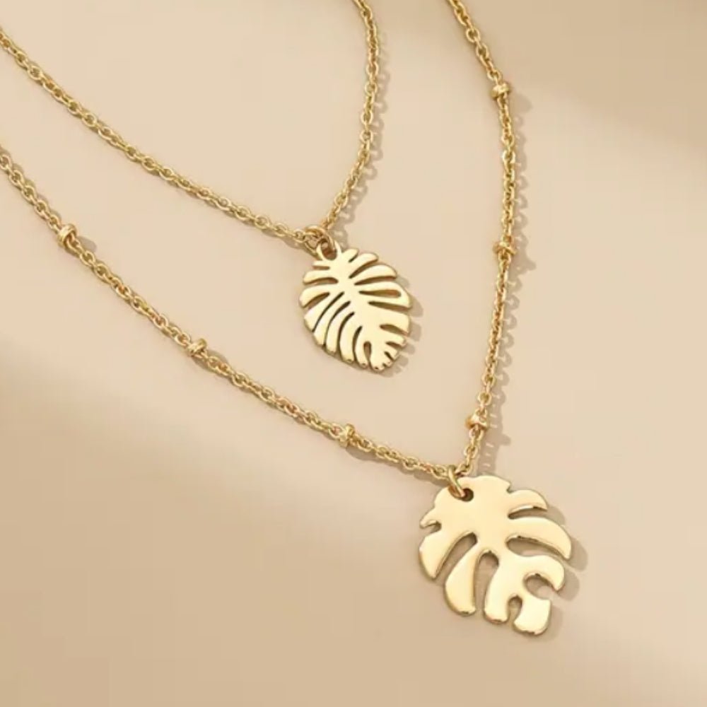 Monstera Leaf Layered Necklace - Products Added