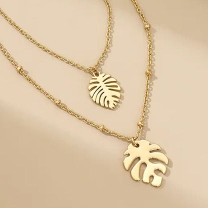 Monstera Leaf Layered Necklace - Products Added