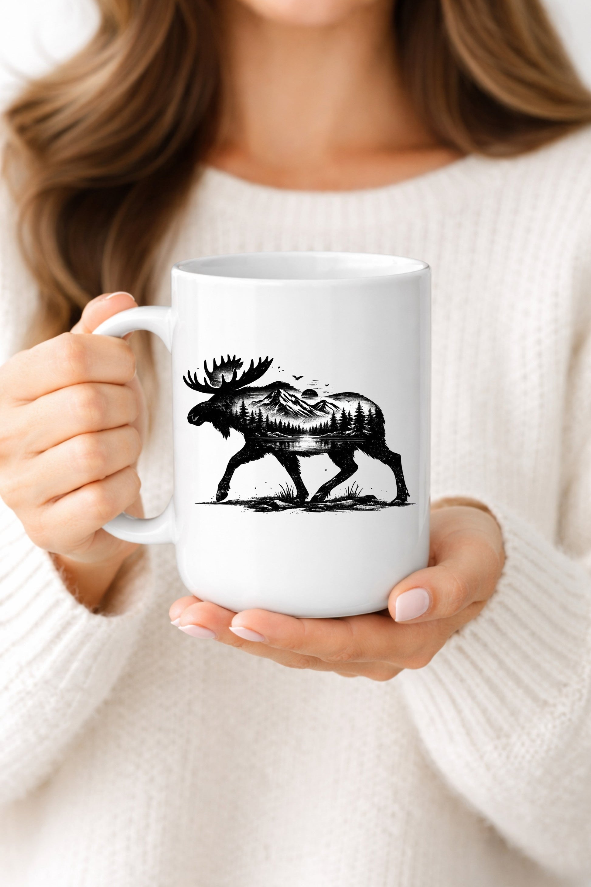 Moose Forest Mug — Rustic Wildlife Cabin Coffee Mug - Royal Eagles Promise of Peace