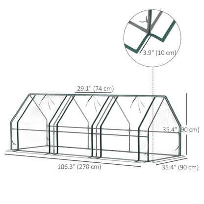 Portable Mini Greenhouse Tunnel Growing Tent Plants Flower Warm House w/ Zippered Roll-up Doors, Clear