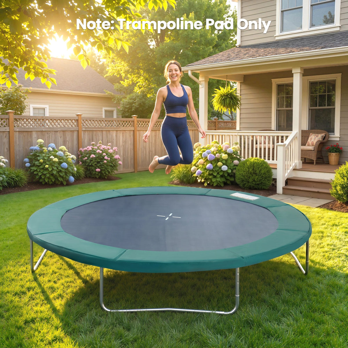 Trampoline Pad, 14FT Replacement Trampoline Safety Pad Mat Spring Cover, Water-Resistant, UV-Resistant, Tear-Resistant, No Holes for Pole, Blue