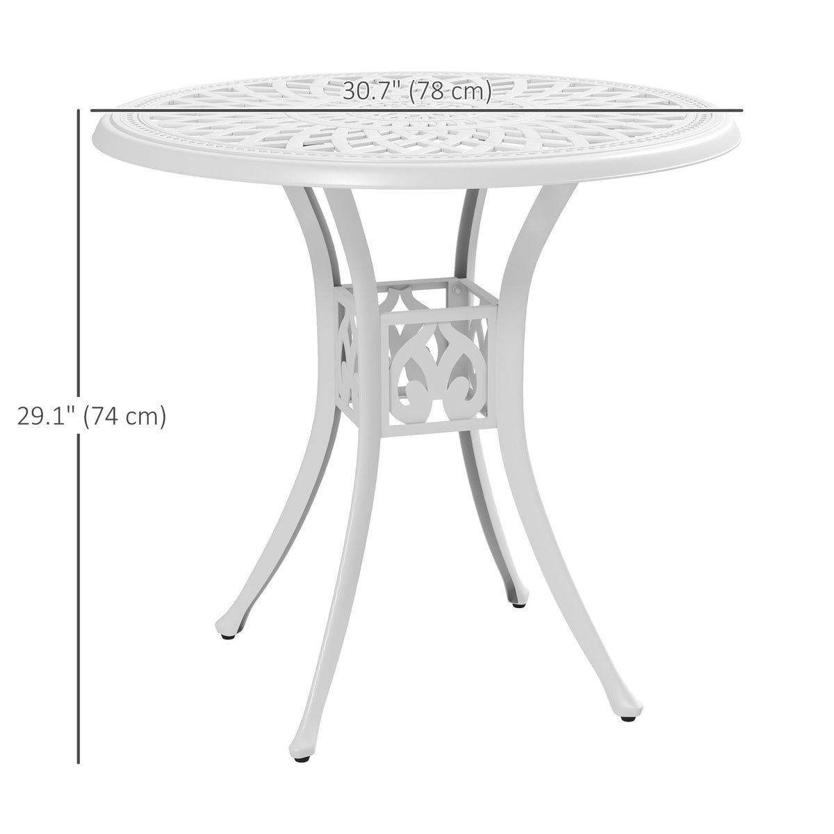 30-inch Round Patio Dining Table with Umbrella Hole Cast Aluminium Outdoor Bistro Table, Brown