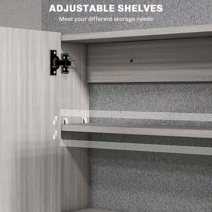 Bathroom Mirror Cabinet, Wall-Mounted Storage Organizer with Double Doors, Adjustable Shelf, White