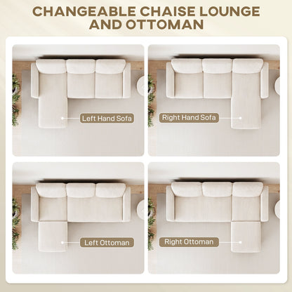 Sectional Sofa, L Shaped Couch, with Changeable Chaise or Ottoman, Dark Grey