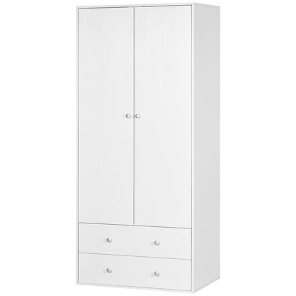 Briar Modern Wardrobe Closet with 2 Drawers and Hanging Rod-White