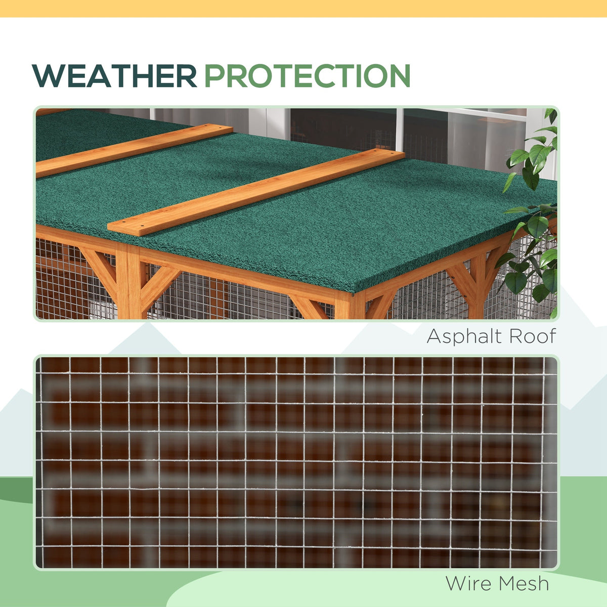 Wooden Cat Catio, 76"L Walk in Outdoor Cat House with Asphalt Roof, Platforms, Lockable Doors, 3-tier Resting Condo, Observation Window, for 2-3 Cats, Light Grey