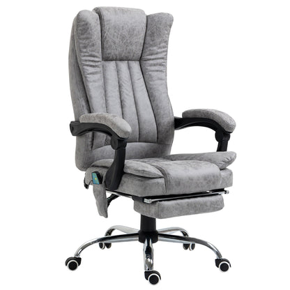 Office Chair 6-point Vibration Massage Chair Micro Fiber Recliner with Retractable Footrest Black