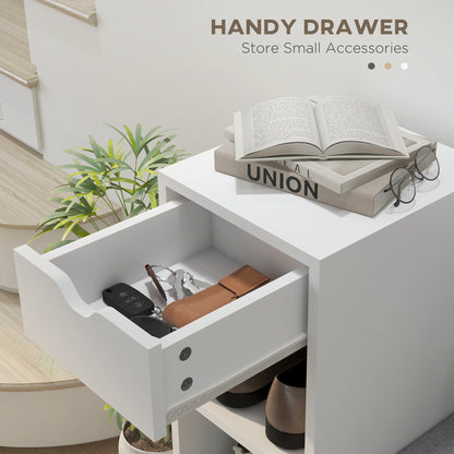 Upholstered Shoe Storage Bench w/ Seat, Entrance Bench w/ Drawer and 6 Open Shelves for Hallway, Grey