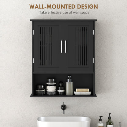 Modern Wall Mount Bathroom Cabinet, Storage Organizer with 2 Door Cabinet and Shelf, White