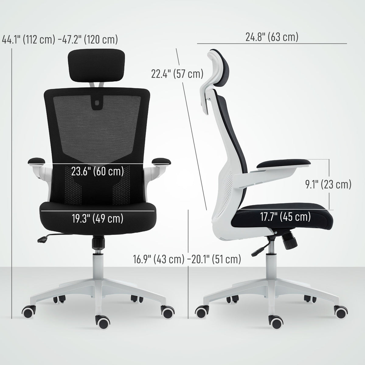 Ergonomic Office Chair, Swivel Desk Chair with Adjustable Lumbar Support, Headrest and Height, Flip-up Armrests, Beige