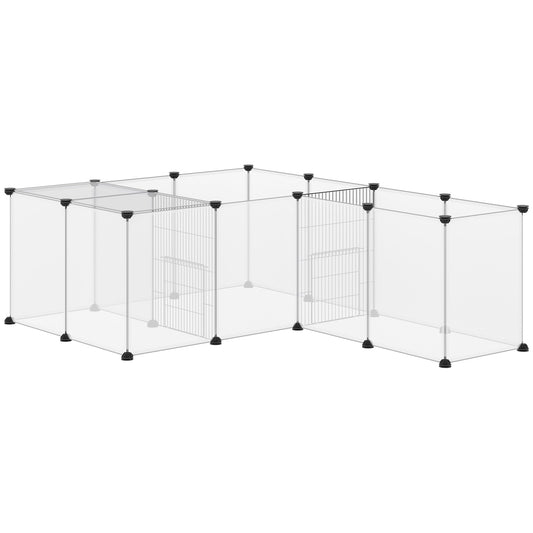 20 Panels DIY Small Animal Cage with Door, Top Cover, Indoor Yard Fence for Guinea Pig, Hedgehog, Bunny, White