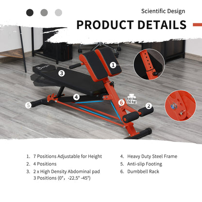 Adjustable Weight Bench Roman Chair Exercise Training Multi-Functional Hyper Extension Bench Dumbbell Bench Ab Sit up Decline Flat Black and Red