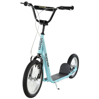 Youth Kick Scooter with Adjustable Handlebar and 16'' Inflatable Rubber Wheel for Kids and Teens 5+ Year Old, Black