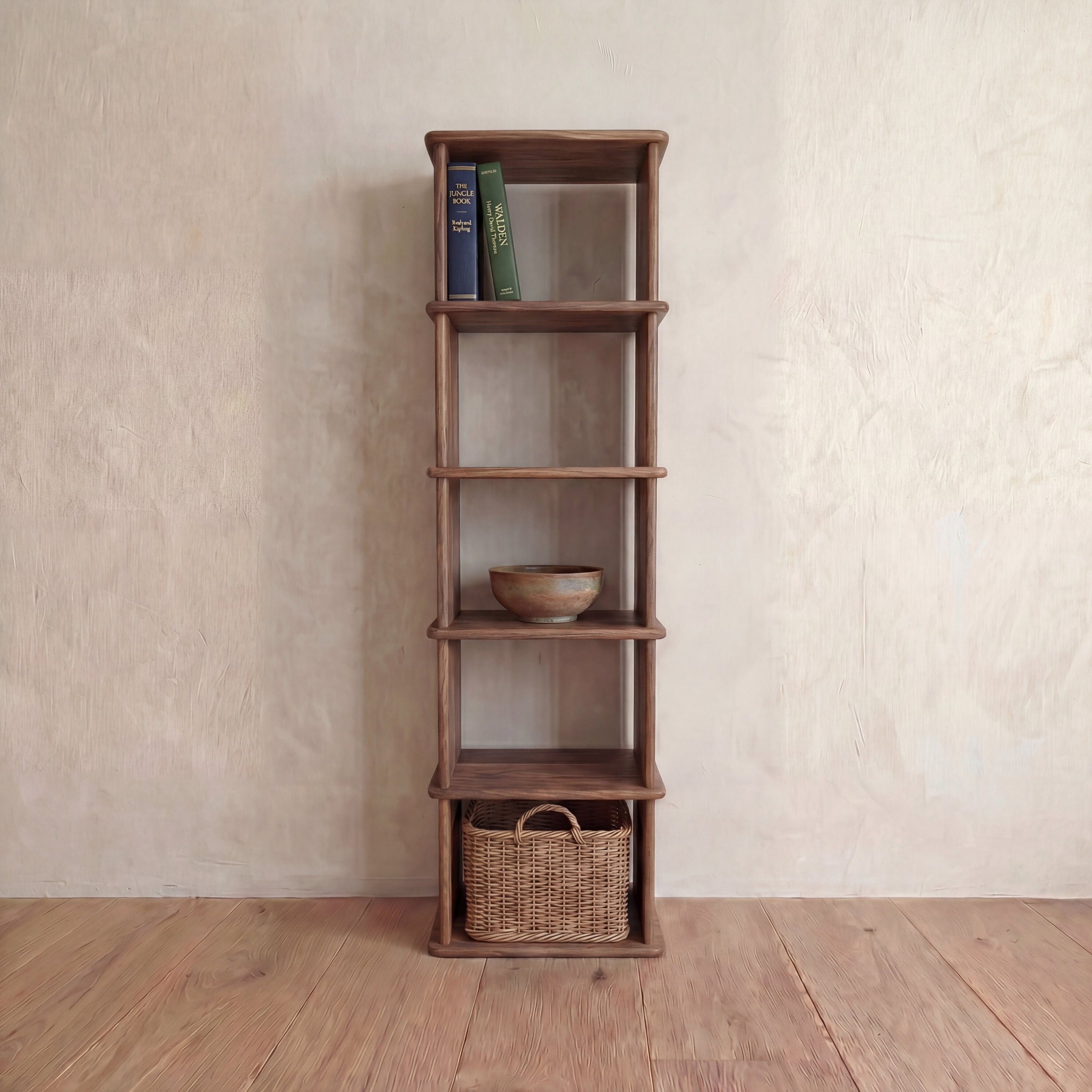 Narrow bookshelf in walnut