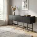 Nero Marquina Marble and Black Veneer Buffet